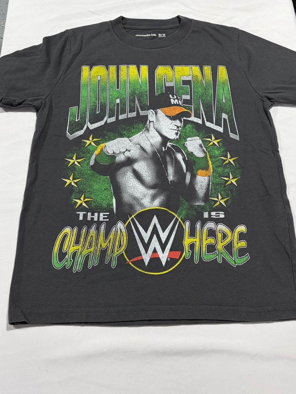 Abercrombie & Fitch Black John Cena Graphic Tee with Green & Yellow Print